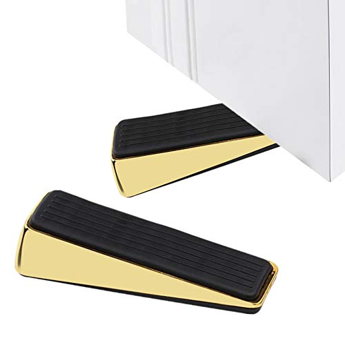 2 Pack Door Stoppers, Heavy Duty Wedge Rubber Door Stop, Anti-Slip Zinc and Rubber, Protects Floors, Holds Doors in Place, for Home Office School Heavy Door