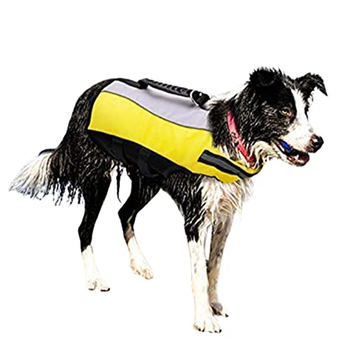 Afr&Rf Dog Life Jacket Inflatable Vest For Swimming With Rescue Handle Superior Buoyancy Dogs Pet Life Jackets,Yellow,L #TOP1