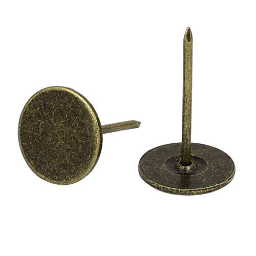 Sydien Flat Head Upholstery Tacks Home Furniture Decor Nail Bronze Tone 19mm Head Dia,31mm Height-100 Pcs