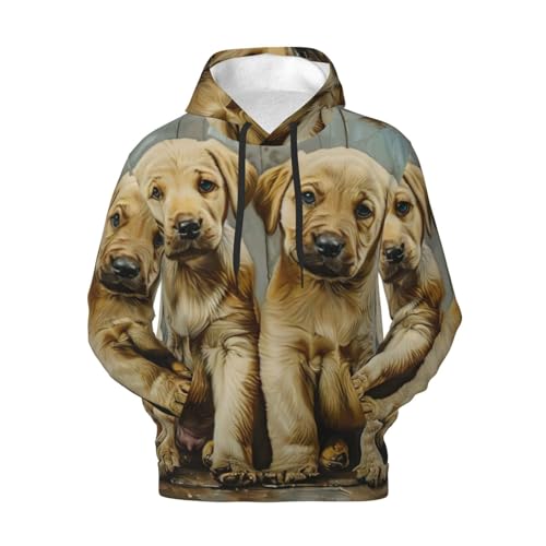 Loppott Sweat à capuche imprimé chien chiot décontracté imprimé graphique avec poche, Noir/blanc, S