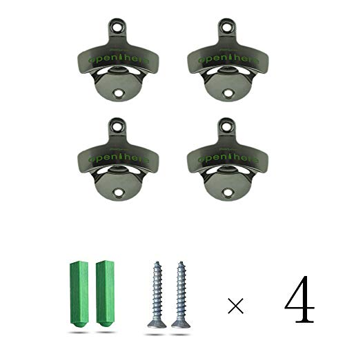 Boomboost Stainless Wall Mounted Bottle Opener, Car Beer Opener with Two Screws Convenient Tool 4pc/Set