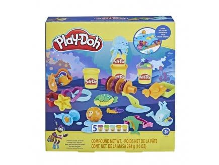 Kit Play doh Fond sous Marins avec Tapis d'activite et 5 Pots Pate a Modeler - moules Outils Animaux Ocean, mer - Set creatif + Carte Tigre