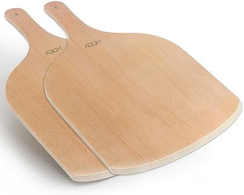 NUTUNI 2 Pack Wooden Pizza Peel, 12 inch Premium Large Pizza Paddle Cutting Board for Pizza Oven, Stone, Pan or Grill, Pizza Spatula for Baking Bread and Cake Indoor&Outdoor