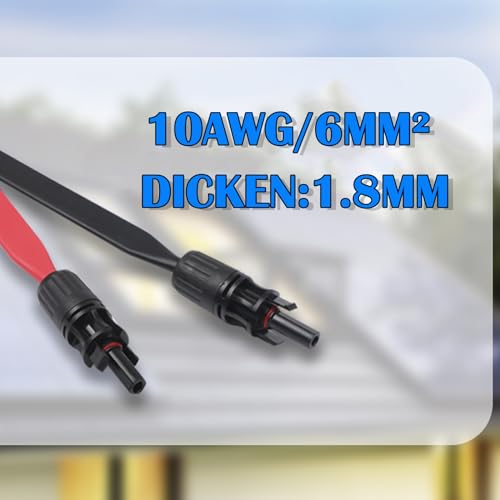 Sorlpv Solar Panel Flat Cable 6 mm, 100 cm Solar Cable Window Feed-Through Flexible with Plug and Coupling, Pack of 4 PV Flat Solar Cable for Solar Modules and Inverters - Image 3