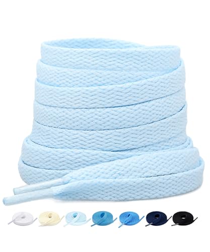 Stepace 2 par platt skosnören för sneakers 60 cm – 200 cm längd 18 färg skosnören blå ljus 100