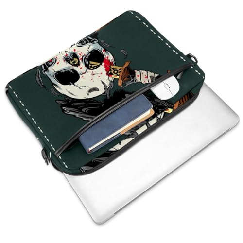Funda para portátil de 13 a 14.5 pulgadas con diseño gótico de cuervo y calavera multicolor 3