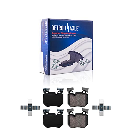 Image of Detroit Axle - Rear Brake Pads for 08-13 BMW 135i, 13 135is, Ceramic Brake Pads w /Hardware 2008 2009 2010 2011 2012 2013 Replacement