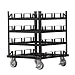 Trafford Industrial Stanchion Post Cart, 12 Posts, Horizontal Padded Storage and Locking Wheels for Safety