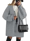 COCCKO Women's Tie Front Bow Cardigan Sweaters 2025 Trendy Chunky Knit Long Puff Sleeve Fall Winter Jacket Coats Gray L
