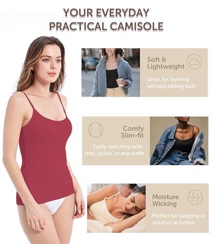 Image of Comfneat Women's 4-Pack Slim-Fit Camisoles Cotton Adjustable Spaghetti Strap Top Underwear