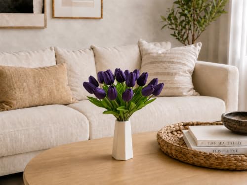 Image of Mandy's 20pcs Artificial Dark Purple Tulips
