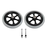 2 Pack 8 Inch Wheelchair Replacement Wheels – PU Solid Tyres with Metal Bearings for Electric Wheelchairs, Durable Anti-Wear Mobility Wheels, Smooth Rolling Easy Installation (Grey)