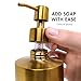 Brass Soap Dispenser for Kitchen & Bathroom – 15 oz Refillable Resin Pump Bottle for Dish Soap, Hand Soap, Shampoo, Conditioner – Modern Countertop Dispenser with Non-Slip Protective Pads