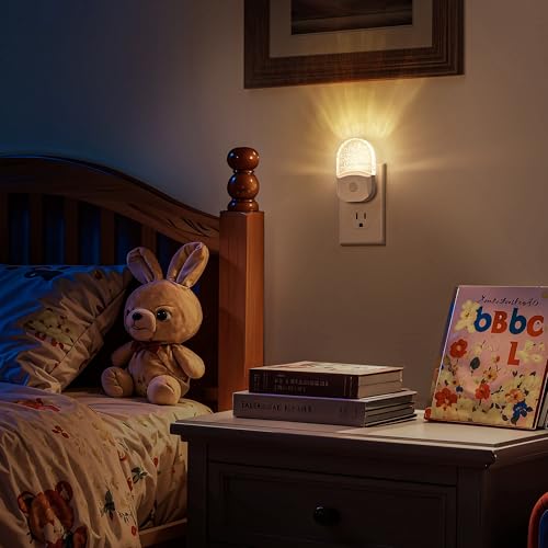 Image of DORESshop Night Lights Plug Into Wall [2 Pack] 3CCT LED Night Light with Dusk to Dawn Sensor, Plug in Nightlight for Kids, Bathroom, Bedroom, Nursery Room (Amber-3000K-5000K)