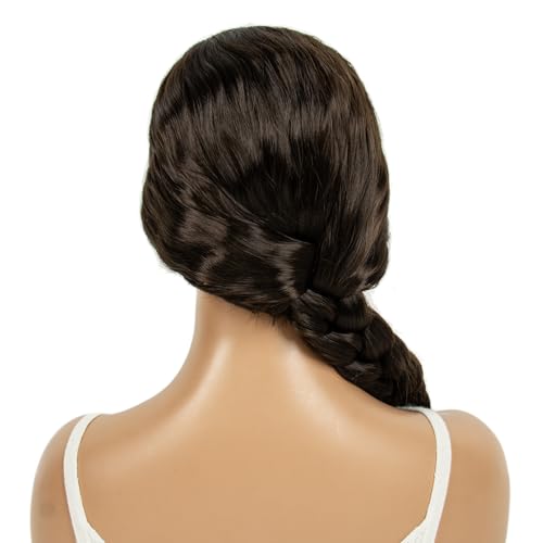 Image of H&Bwig Long Brown Braided Wig for Women Synthetic Hair with Glasses Halloween Costume Wig Heat Resistant Fiber Wigs for Party Daily Use