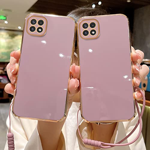 For Boost Mobile Celero 5G Phone Case(Not For Plus), Samsung A22 5G Case For Women Electroplating Luxury Aesthetic Trendy Pretty Full Camera Soft Tpu Protection Shockproof Cover For A22 5G(Violet) #TOP2
