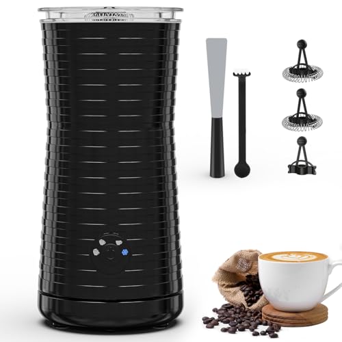Morpilot Espumador de Leche Eléctrico, Calentador Leche 4 en 1, para Espuma Caliente y Fría, 240ml 400W, Negro
