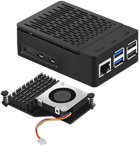 iUniker Case for Raspberry Pi 5, Case for Raspberry Pi Pi 5 Fan ABS Case with Rux Cooler, Heatsink, Simple Removable Top Cover for Raspberry Pi 5 (Rux Cooler, Black)