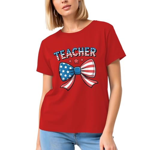 Image of 4th of July Bow Tank Top Women-Vintage American Bow Sleeveless Shirt USA Flag Tee Top Patriotic Tank Top