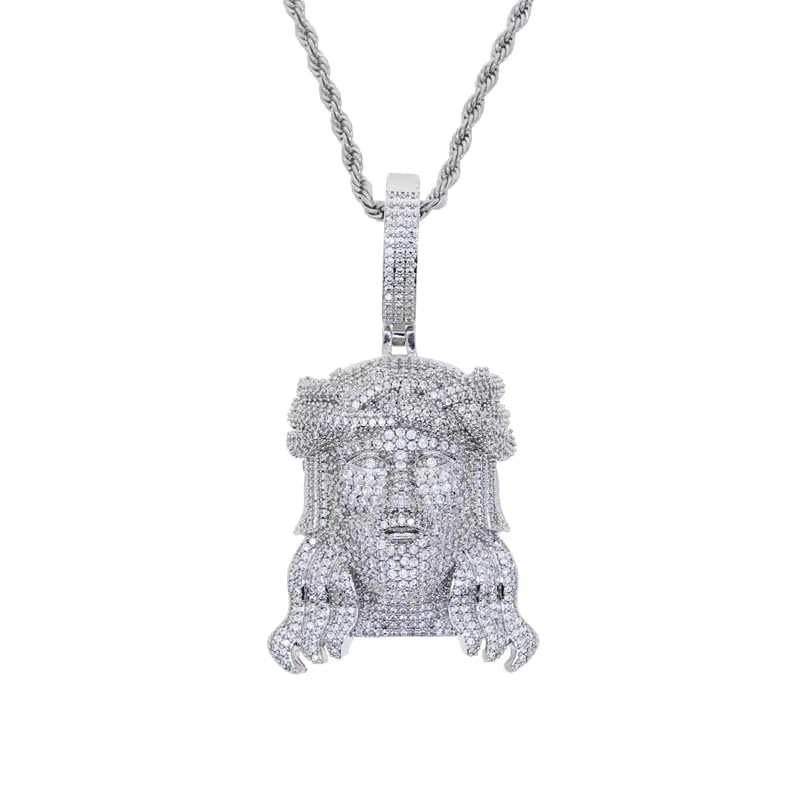 Hip Hop Men Jesus Piece Pendant Necklace For Men Micro Pave 5A Cubic Zirconia CZ Two Tone Gold Plated Rock Puck Jesus Head Jewelry2