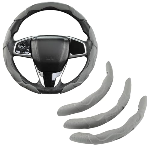 KKEDFGZ Funda de Volante Segmentada para Hyundai i30 5-door/i30 3-door/i30 Kombi PD/GD/FD 2012-2025 Protector de Volante Antideslizante Cubiertas de Agarre Decoración,3D-Leder-Grau