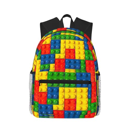 Sac à dos ordinateur portable voyage travail noir imprimé brique colorée