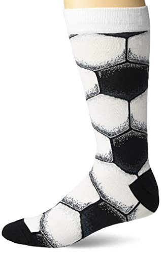K. Bell Men's Soccer Ball Crew Socks, White, Shoe 6.5-12