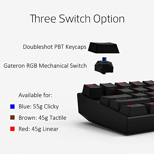 CORN Teclado mecânico para jogos Anne Pro 2 60% retroiluminado RGB verdadeiro - Bluetooth com fio/se