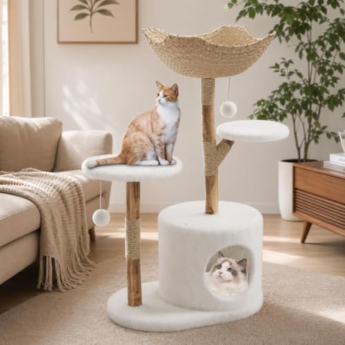 Árbol de Gato de Madera Real Moderno de 46 Pulgadas miniatura 7
