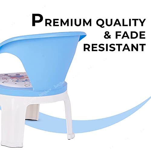 Image of Baybee Kids Chair Strong & Durable Plastic Baby Chair for Kids Home School, Kids Study Table Chair | Booster Seat for Baby, Portable Activity Chair for Kids Boys & Girls | Blue