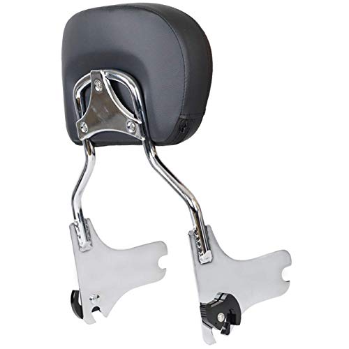 AUFER Detachable Backrest Sissy Bar Upright Passenger Backrest w/Pad Fit For Touring Road King Street Glide FLHR FLHX FLHT FLTR 1997-2008 (Chrome)