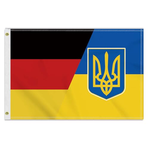 Große 60×90 CM Deutschland Ukraine Flagge, 2×3FT Medium 150D Deutsch Ukrainisch banner,Strapazierfähige Doube-Seitendruck Dekor Messingösen Medium Germany Ukraine