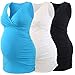 KUCI Maternity Nursing Tank Top, Women Maternity Pajama Tops Nursing Cami Sleep Bra for Breastfeeding (M, Black+Lake Blue+White/3Pack)