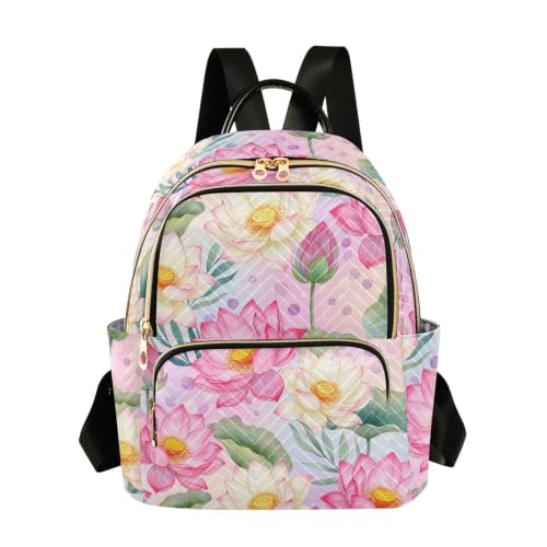 Sac à dos rose aquarelle abstrait pour femme avec poches zippées