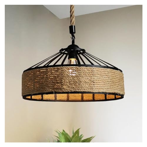 Lustre d'art en corde de chanvre style pays chic suspension de plafond