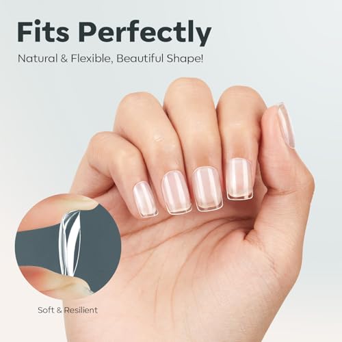 Image of Modelones Extra Short Square Nail Tips Pre-shaped Soft Gel Fake Nails False
