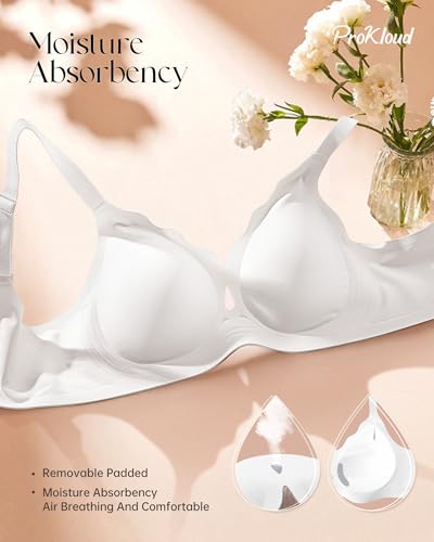 Image of ProKloud Bras for Women No Underwire Wireless Jelly Bras Full Coverage Seamless Push Up Bralettes Support Tshirt Bra