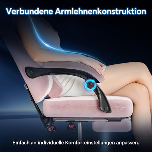 SUKIDA Gaming Stuhl, Ergonomischer Schreibtischstuhl mit Fußstütze Kopfstütze und Lendenkissen… – Ansicht 8