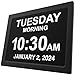 American Lifetime [Newest Version] 12 Inch Day Clock - Extra Large Impaired Vision Digital Clock with Battery Backup & 5 Alarm Options - Black