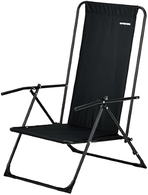 キャプテンスタッグ リクライニングロッドチェアtype2 UC-1923 ブラックの薄型収納リクライニングチェア