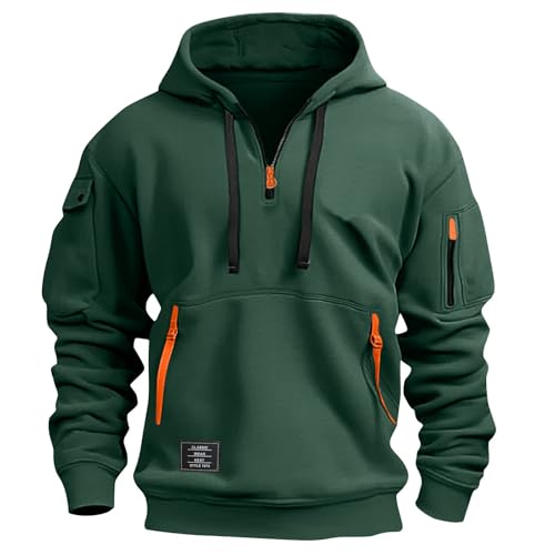 Men Big and Tall Tactical Hoodies Long Sleeve Quarter Zip Up Heavyweight Hooded Sweatshirts with Pockets3