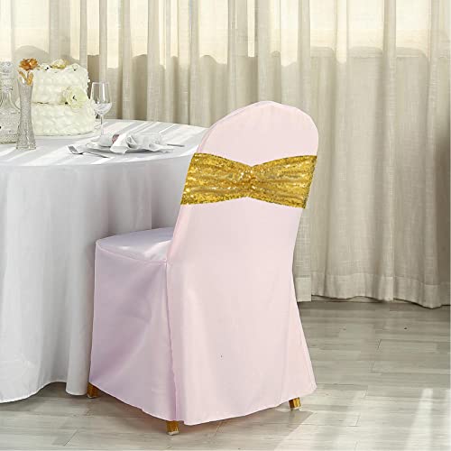Squarepie Set Of 30 Sequin Chair Sashes Glitter Gold Chair Bands Bows For Wedding Party Banquet Chair Cover Decorations #TOP6