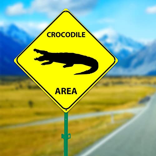 Panneau mural crocodile en métal diamant jaune rétro 38x38 cm