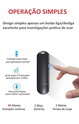 Mini gravador ativado por voz de 8 GB Unidade flash USB 2.0 dade de gravação de 96 horas Criptografi
