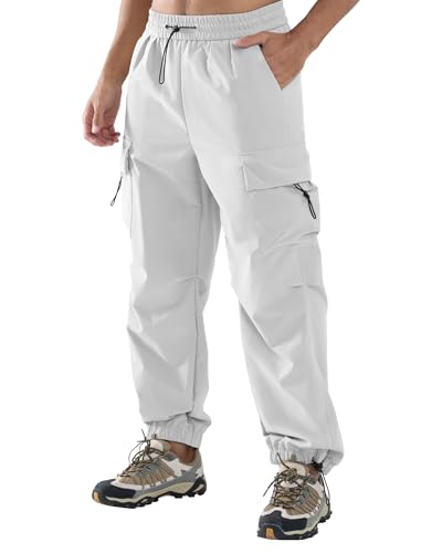 APTRO Mens Cargo Trousers Baggy Joggers Water Resistance Outdoor Hiking Cuffed Casual Pants with 5 Pockets Grey M