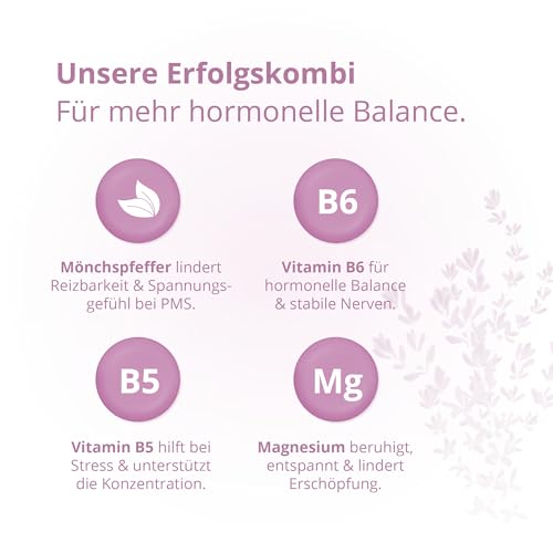 sanotact Mönchspfeffer Tabletten hochdosiert – 15 mg Vitex Agnus Castus – mit Vitamin B6, Magnesium & Pantothensäure – zur Regulierung der Hormonaktivitäten – vegan – 60 Tabletten – Made in Germany