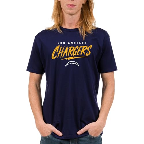 Junk Food NFL - Los Angeles Chargers - Wild Brush - Officially Licensed Adult Short Sleeve Fan Tee for Men and Women Navy