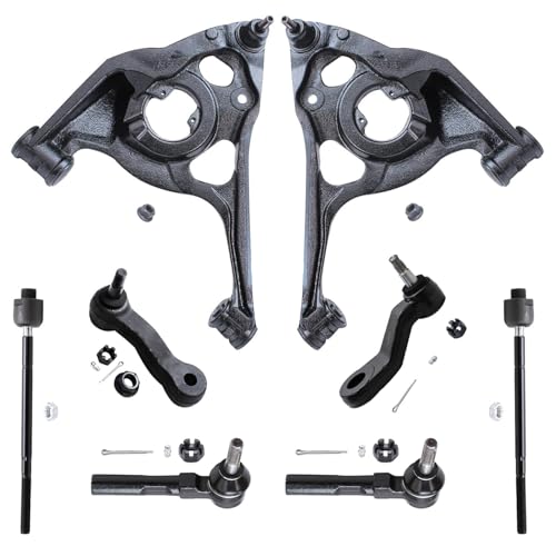Image of Detroit Axle - RWD Front End Kit for 2003-2005 Chevy GMC Express Savana 2500, 2 Lower Control Arms w /Ball Joints 4 Inner & Outer Tie Rods Idler & Pitman Arms Replacement