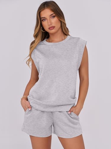 Image of ANRABESS Two Piece Sets for Women 2026 Summer Short Lounge Set Casual Beach Vacation Outfits Spring Sweatsuits Tracksuit