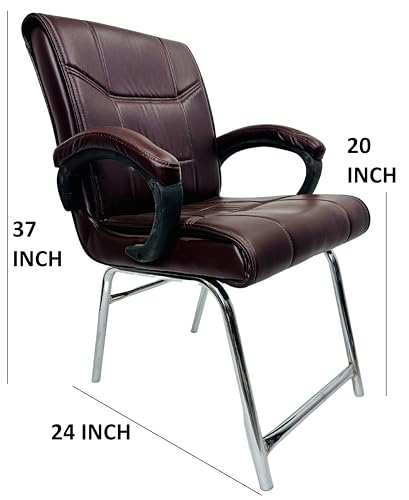 Image of Special Director Principal Office Visitor Study Chair with arm Rest and Cushioned seat Back, Chair Without Wheels, Holds Upto 125 kg (1, Coffee, H Frame)